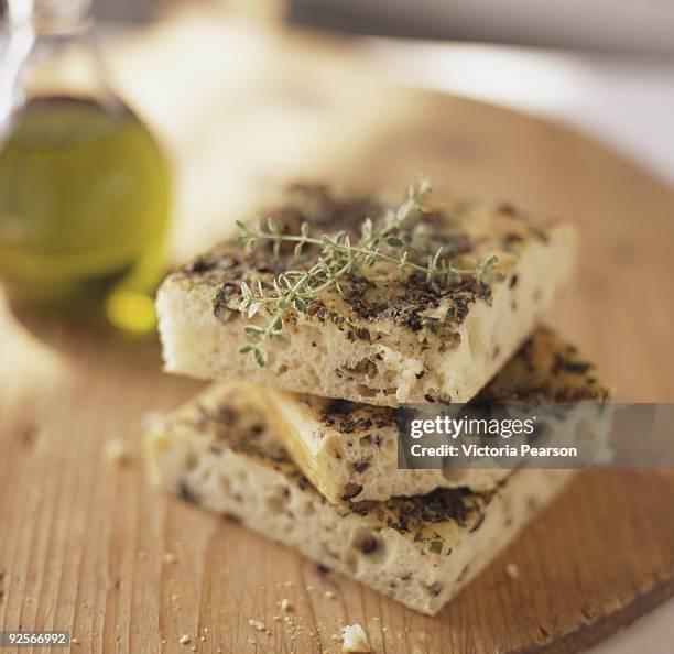 focaccia - thyme stock pictures, royalty-free photos & images