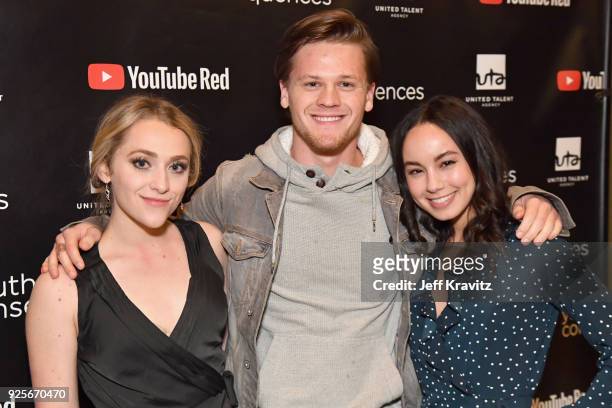 Sophie Reynolds, Austin R. Grant and Savannah Jayde attend the YouTube Red Originals Series "Youth & Consequences" screening on February 28, 2018 in...