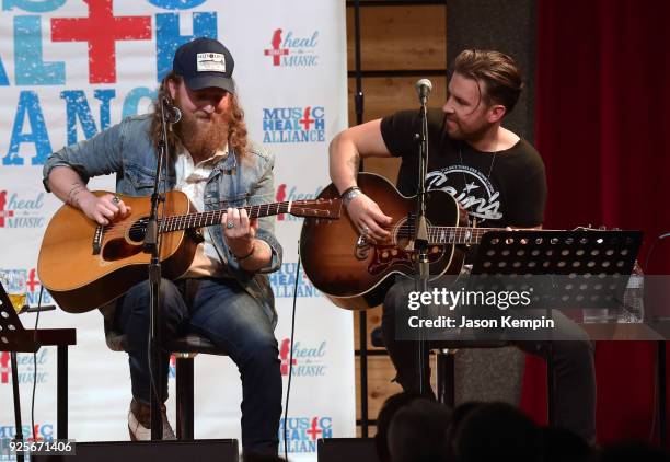 John Osborne and T.J. Osborne of Brothers Osborne perform at City Winery Nashville on February 28, 2018 in Nashville, Tennessee.