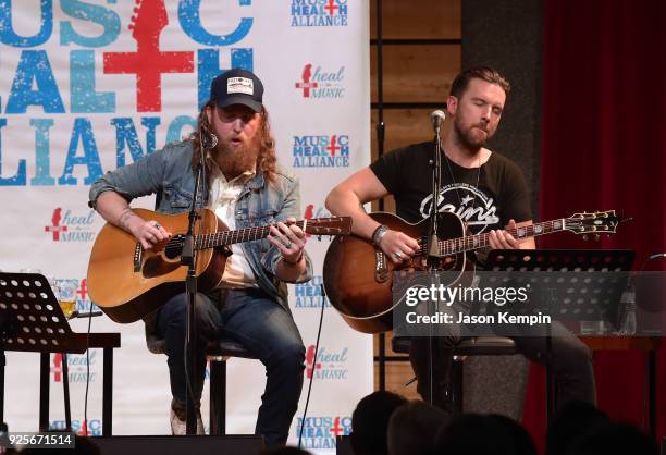 John Osborne and T.J. Osborne of Brothers Osborne perform at City Winery Nashville on February 28, 2018 in Nashville, Tennessee.