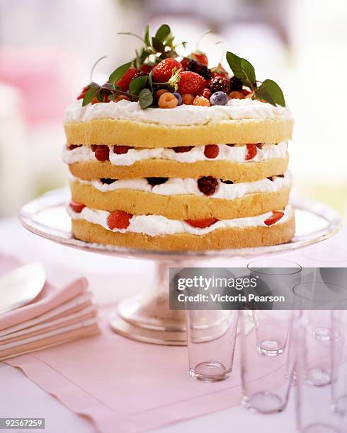 berry shortcake - torta alla crema foto e immagini stock