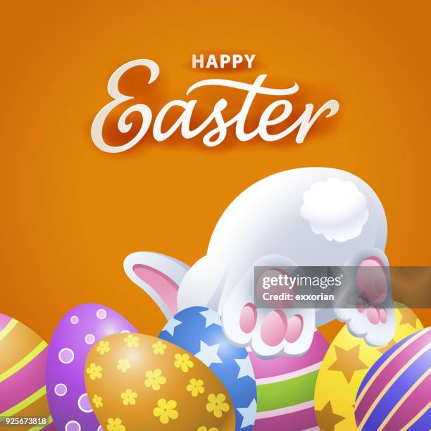 easter bunny egg hunt - cow pattern stock illustrations