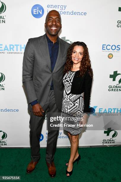 John Salley and Natasha Duffy attend the 15th Annual Global Green Pre Oscar Party at NeueHouse Hollywood on February 28, 2018 in Los Angeles,...