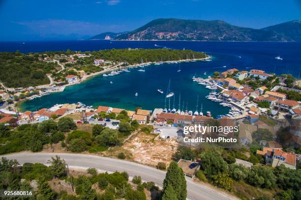 Drone images of Fiskardo village in Cephalonia or Kefalonia island in Greece. It is a little village with an estimated number of population just 190...