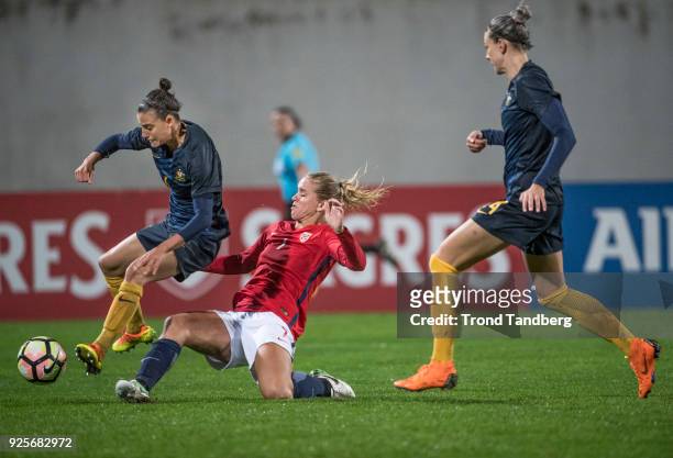 Elise Thorsnes of Norway during Algarve Cup between Australia v Norway on February 28, 2018 in Albufeira, Portugal.