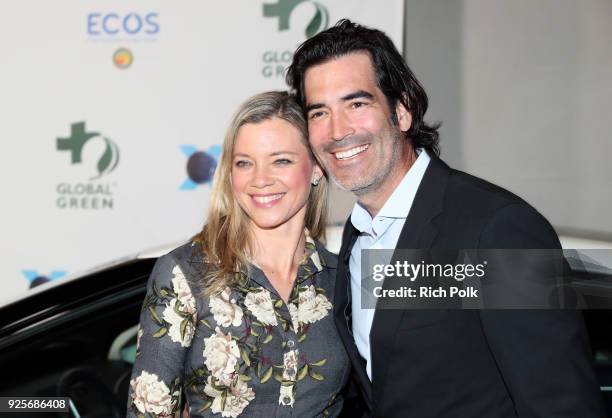 Amy Smart and Carter Oosterhouse attend the 15th Annual Global Green Pre-Oscar Gala on February 28, 2018 in Los Angeles, California.