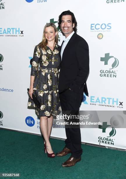 Actress Amy Smart and television personality Carter Oosterhouse arrive at the 15th Annual Global Green Pre-Oscar Gala on February 28, 2018 in Los...