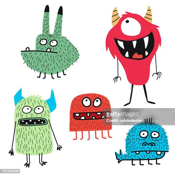 cute monsters - funny animals stock illustrations
