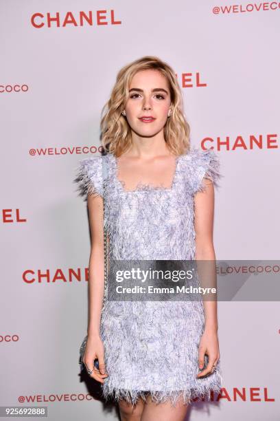 Actress Kiernan Shipka attends a Chanel Party to Celebrate the Chanel Beauty House and @WELOVECOCO at Chanel Beauty House on February 28, 2018 in Los...