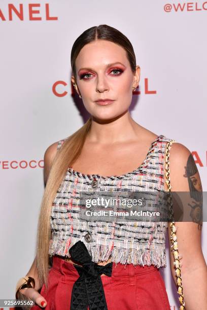 Tove Lo, wearing Chanel, attends a Chanel Party to celebrate the Chanel Beauty House and @WELOVECOCO at Chanel Beauty House on February 28, 2018 in...