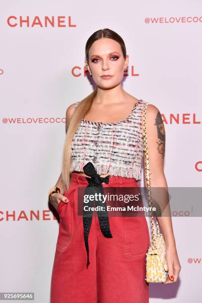 Tove Lo, wearing Chanel, attends a Chanel Party to celebrate the Chanel Beauty House and @WELOVECOCO at Chanel Beauty House on February 28, 2018 in...