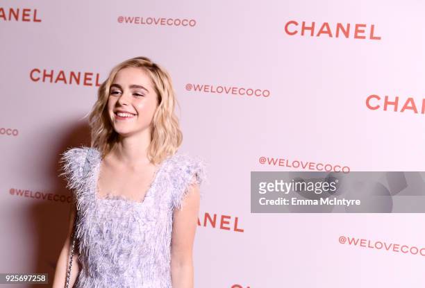 Actress Kiernan Shipka, wearing Chanel, attends a Chanel Party to Celebrate the Chanel Beauty House and @WELOVECOCO at Chanel Beauty House on...