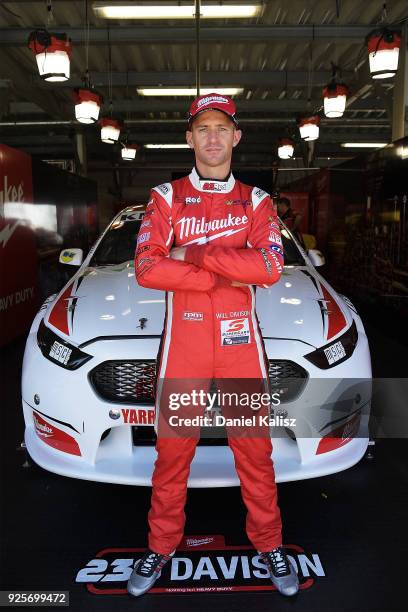 Will Davison driver of the Milwaukee Racing Ford Falcon FGX poses for a photo ahead of this weekend's Supercars Adelaide 500 at Adelaide Street...