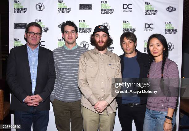 Josh Welsh, Benny Safdie, Josh Safdie, Sean Baker and Chloe Zhao attend the Film Independent Hosts Directors Close-Up - an Independent Spirit: A...