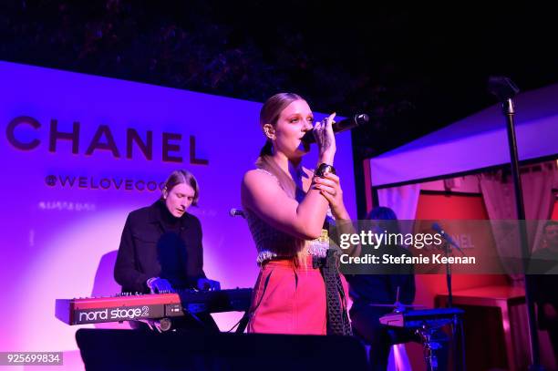 Tove Lo, wearing Chanel, performs onstage during a Chanel Party to Celebrate the Chanel Beauty House and @WELOVECOCO at Chanel Beauty House on...