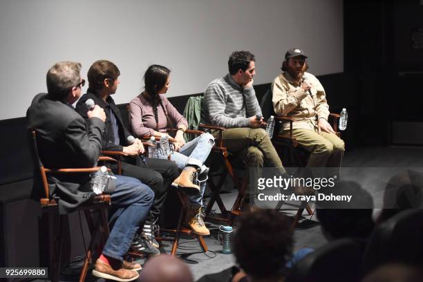 Josh Welsh, Sean Baker, Chloe Zhao, Benny Safdie and Josh Safdie attend the Film Independent Hosts Directors Close-Up - an Independent Spirit: A...