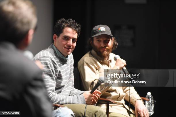 Benny Safdie and Josh Safdie attend the Film Independent Hosts Directors Close-Up - an Independent Spirit: A Director's Roundtable at Landmark...