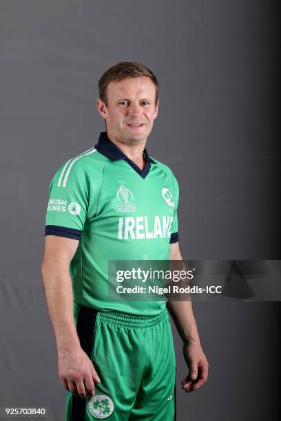 William Porterfield captain of Ireland poses for a picture during the Ireland Portrait Session for the ICC Cricket World Cup Qualifier at The Holiday...