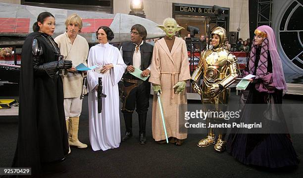 Ann Curry as Darth Vader, Matt Lauer as Luke Skywalker, Meredith Vieira as Princess Leia, Al Roker as Han Solo, Hoda Kotb as Yoda, Kathie Lee Gifford...