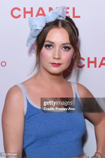 Billie Lourd attends Chanel Party to Celebrate the Chanel Beauty House and @WELOVECOCO on February 28, 2018 in Los Angeles, California.