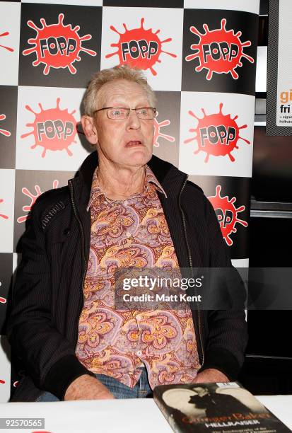 Legendary drummer Ginger Baker meets fans and signs copies of his new book Hellraiser at FOPP Bookshpp on October 30, 2009 in London, England.