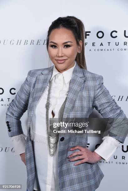 Social media influencer Dorothy Wang attends the premiere of Focus Features' "Thoroughbreds" at Sunset Marquis Hotel on February 28, 2018 in West...