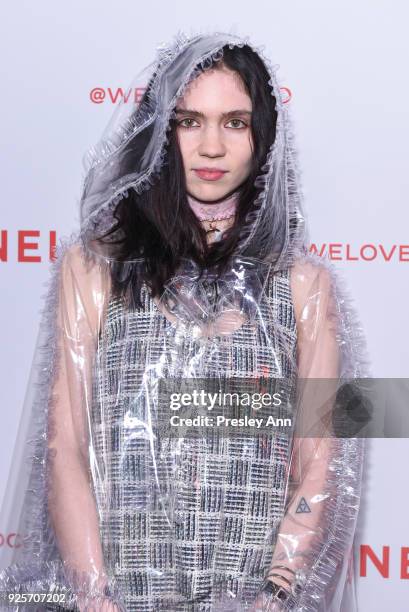 Grimes attends Chanel Party to Celebrate the Chanel Beauty House and @WELOVECOCO on February 28, 2018 in Los Angeles, California.