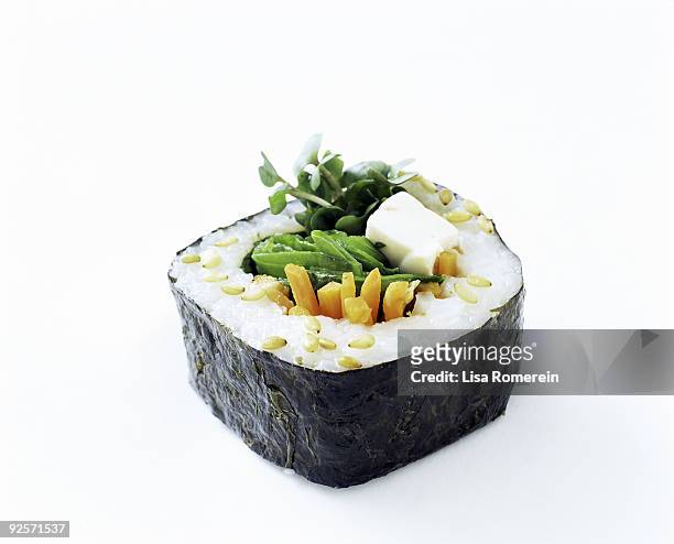 vegetable sushi roll - sushi stock pictures, royalty-free photos & images
