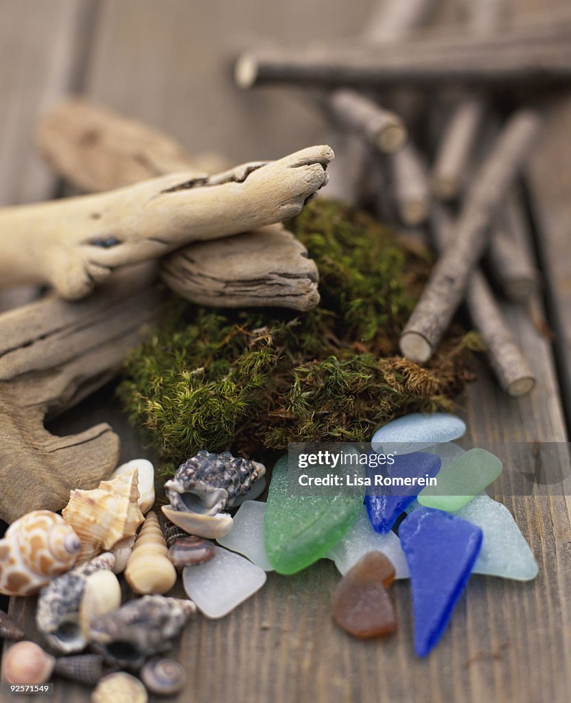 Beach themed found objects
