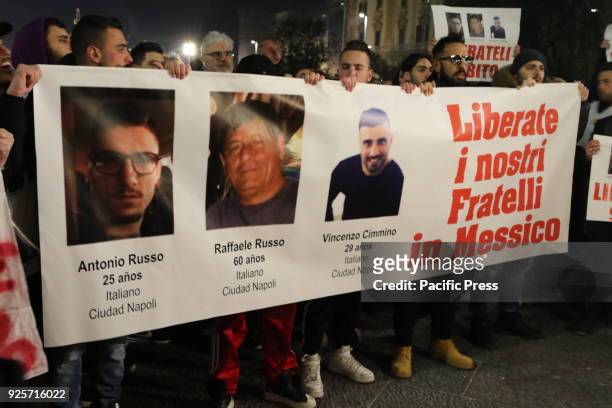 Torchlight procession to demand the release of Raffaele Russo his son Antonio, 25 years old and his nephew Vincenzo Cimmino all Neapolitan and...