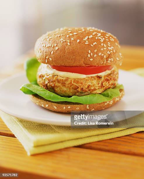vegetarian burger - テンペ ストックフォトと画像