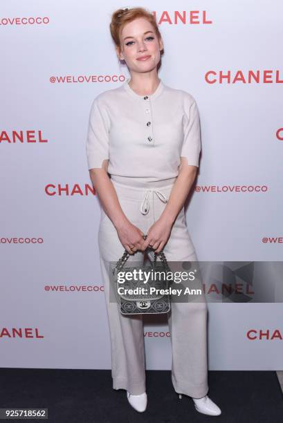 Jane Levy attends Chanel Party to Celebrate the Chanel Beauty House and @WELOVECOCO on February 28, 2018 in Los Angeles, California.