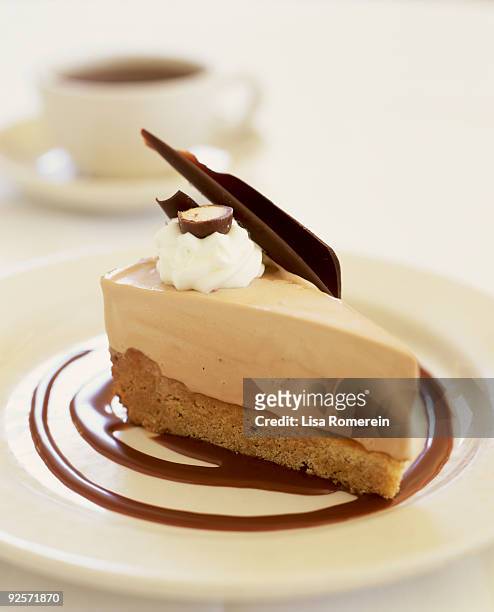slice of cheesecake and coffee - ice cream cake stock pictures, royalty-free photos & images