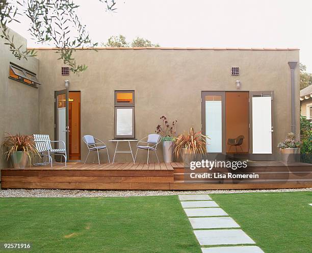 modern home - stone patio stock pictures, royalty-free photos & images