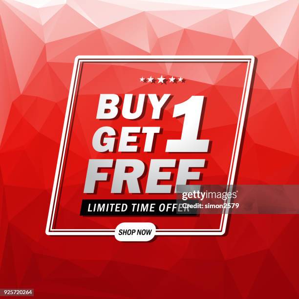 buy 1 get 1 free banner - large purchase stock illustrations