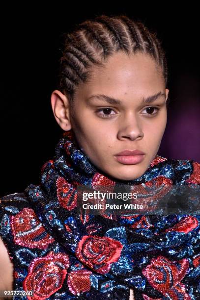 Hiandra Martinez walks the runway during the Saint Laurent show as part of the Paris Fashion Week Womenswear Fall/Winter 2018/2019 on February 27,...