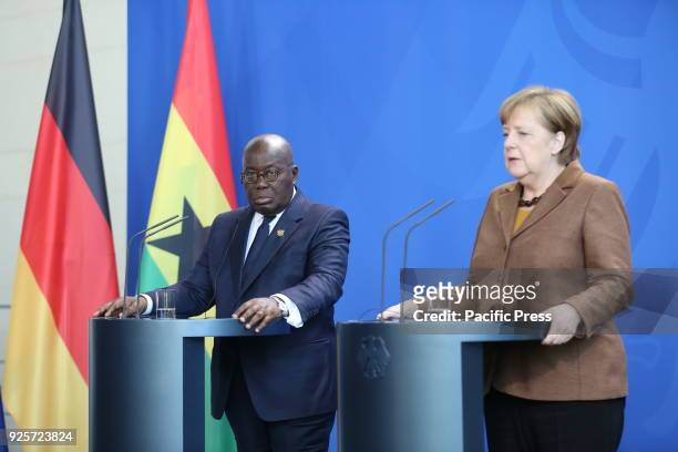 Chancellor Angela Merkel and President of the Republic of Ghana, Nana Addo Dankwa Akufo-Addo, at the press conference in the Federal Chancellery.