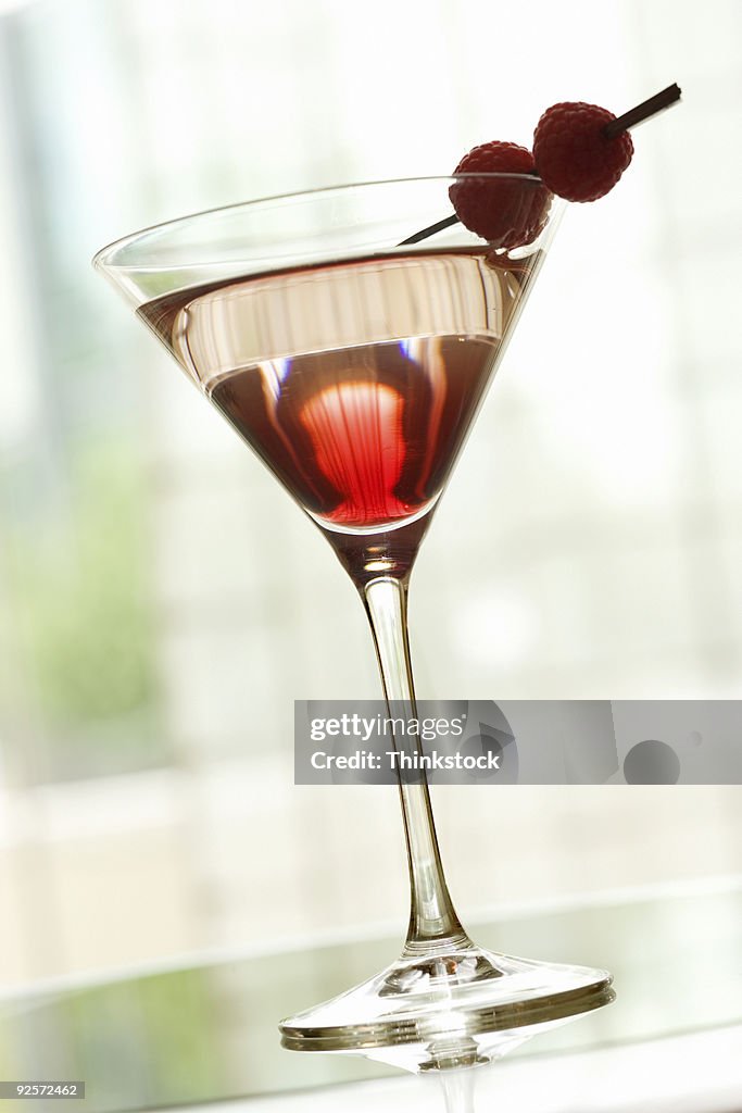 Martini with raspberries