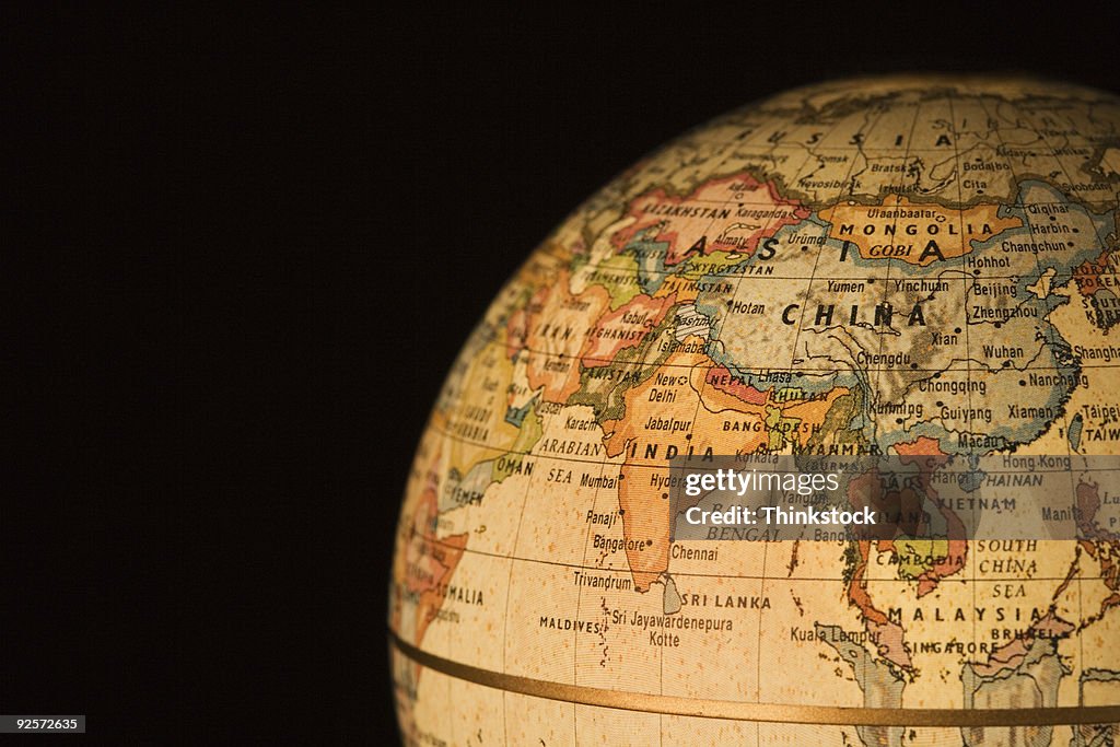 Globe showing Asian continent