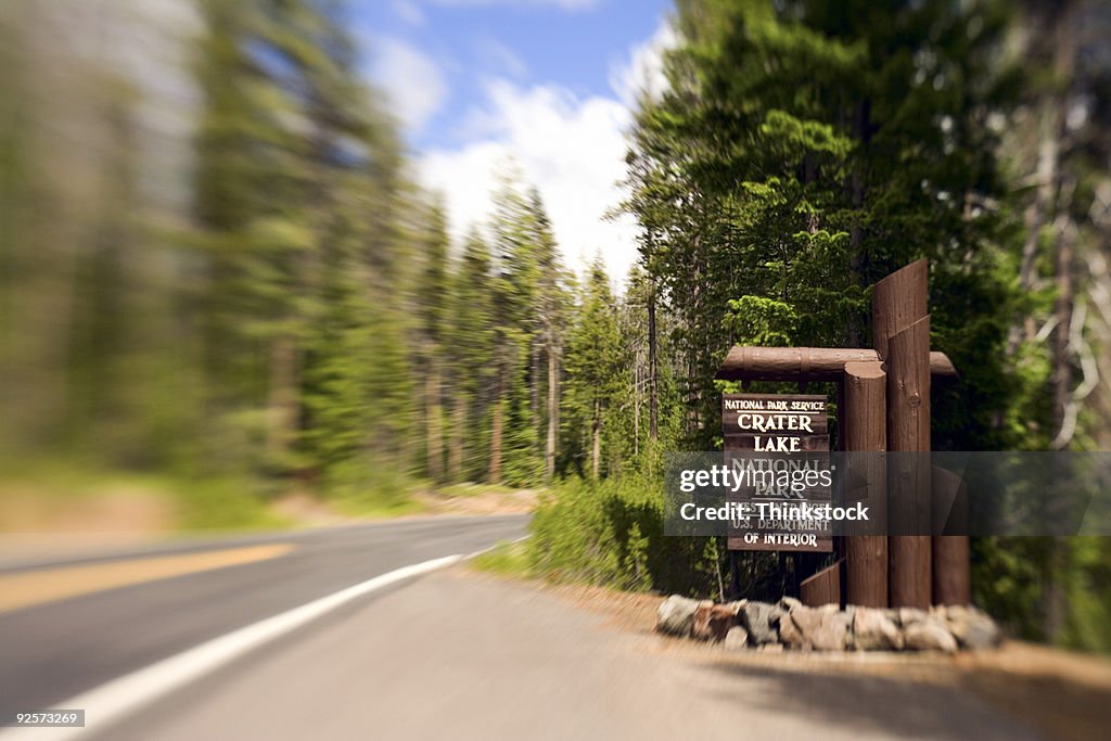 Crater Lake National Park sign, Oregon