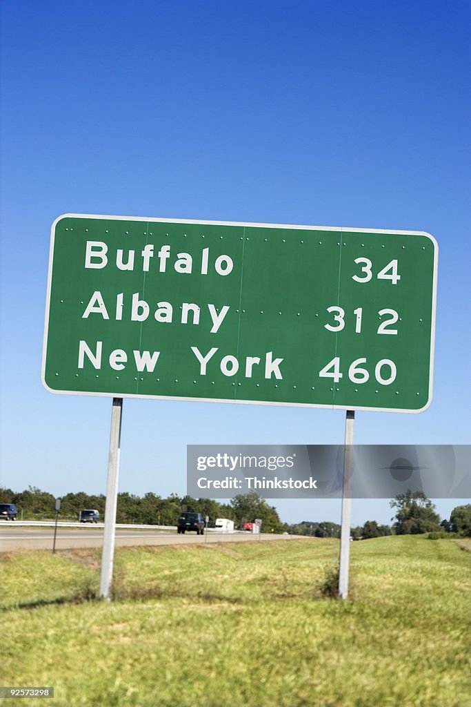 Destination Sign Freeway Destination Road Sign New York High-Res Stock Photo - Getty Images