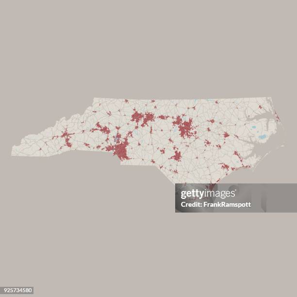 north carolina usa state road map - charlotte stock-grafiken, -clipart, -cartoons und -symbole