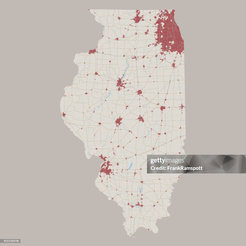 Illinois US State Road Map