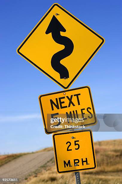 road warning sign - thinkstock 個照片及圖片檔