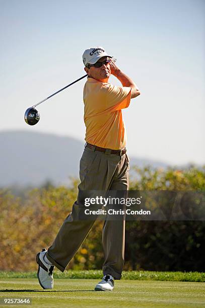 Mark McNulty tees off on during the second round of the Charles Schwab Cup Championship held at Sonoma Golf Club on October 30, 2008 in Sonoma,...