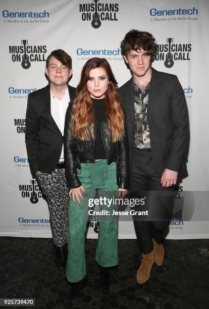 Graham Sierota, Sydney Sierota and Noah Sierota of Echosmith attend the Musicians On Call 5th Anniversary Celebration in Los Angeles Delivering The...