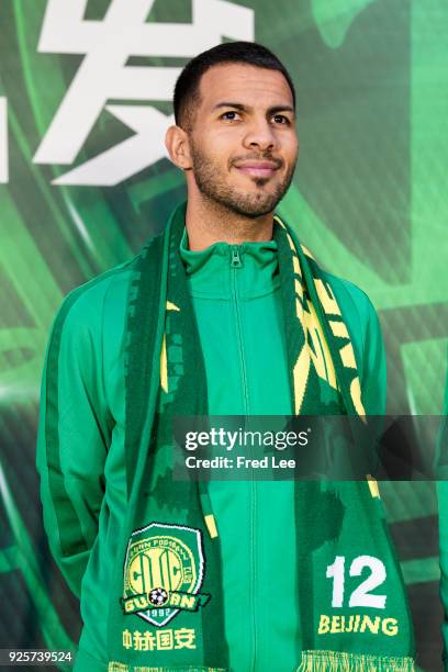 Jonathan Viera Ramos of Beijing Guoan FC attends a press conference at Worker's Stadium on March 1, 2018 in Beijing, China.