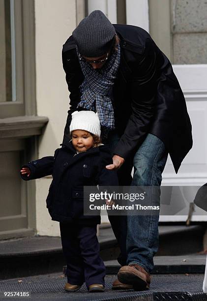 Canadian male model Gabriel Aubry and daughter with actress Halle Berry, Nahla Abriela Aubry walk together on the Streets of Manhattan on October 30,...