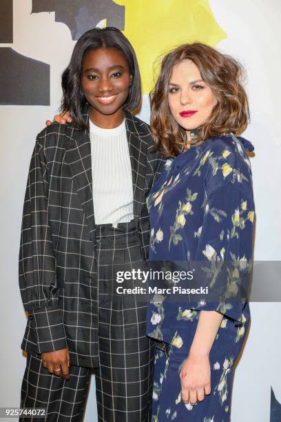 Actresses Karidja Toure and Morgane Polanski attend the H&M show as part of the Paris Fashion Week Womenswear Fall/Winter 2018/2019 on February 28,...