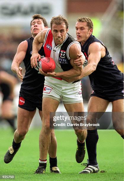 Fraser Gehrig for St Kilda in action during round five of the AFL season played between the Carlton Blues and the St Kilda Saints held at Optus Oval,...